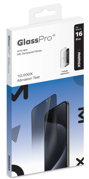MOMAX IPHONE 16 PRO 6.3 FULLY COVERED HD PRIVACY GLASS