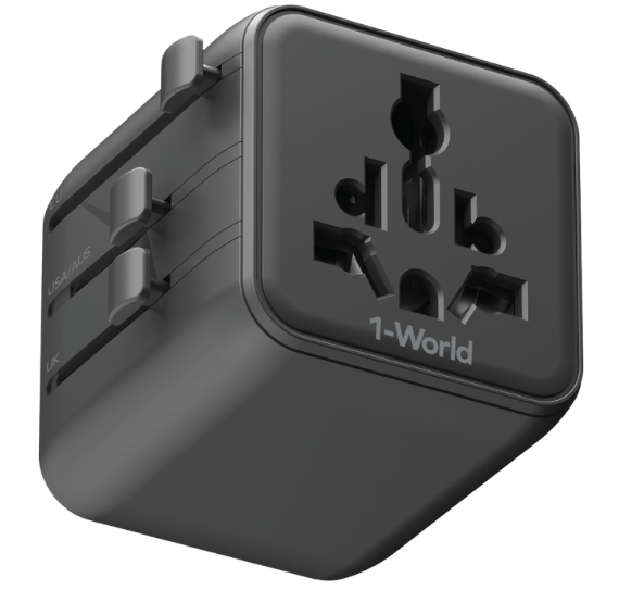 MOMAX 1-WORLD UNIVERSAL TRAVEL ADAPTOR WITH DUAL AC