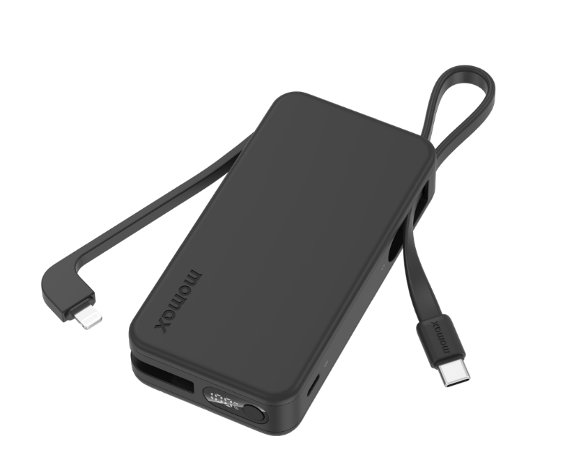 MOMAX 1-POWER VITAL+ 10000mAh POWER BANK WITH BUILT IN USB-C & LIGHTNING CABLE